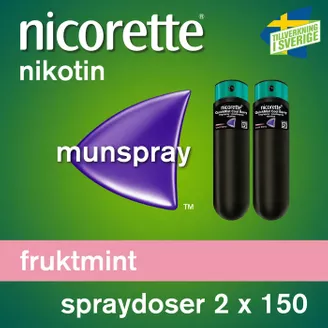 Nicorette Fruktmint, munhålespray, lösning 1 mg/spray, 2 x 150 dos(er)